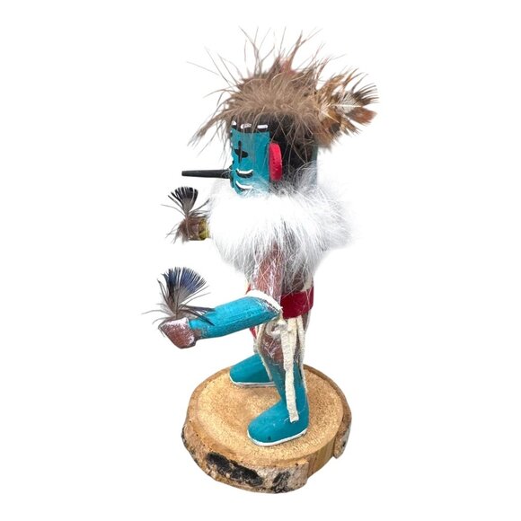 Vintage Road Runner Native American Kachina Doll Hopi Feather Signed 5" Katsina - Picture 2 of 7